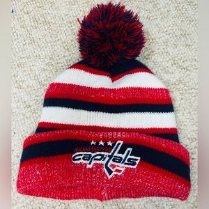 Washington Capitals Striped Pom Beanie